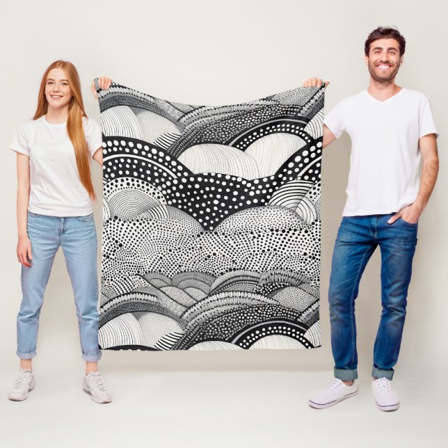 Zeitgenössisches monochromes abstraktes Geometrie- Fleecedecke (Beispiel)