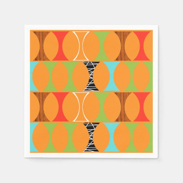 Zeitgenössisches Orangefarbenes Musterpapier Napki Serviette (Vorderseite)