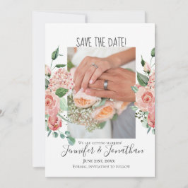 Zeitgenössisches Rosa Rose Ihr Foto Save the Date