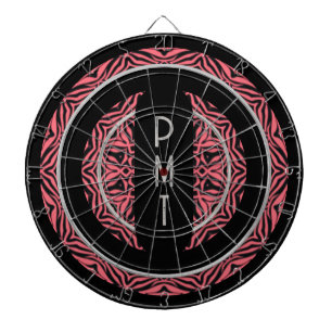 Zeitgenössisches Rosa-Schwarz-Monogramm Personalis Dartscheibe