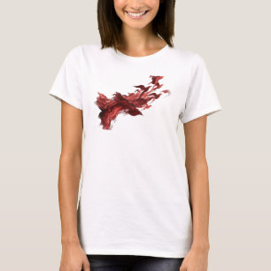 Zeitgenössisches rotes abstraktes Vogelkunst-Desig T-Shirt