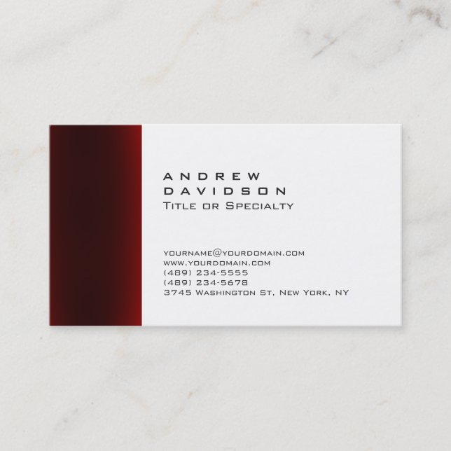 Zeitgenössisches Rotes Weiß Schlicht Stilvolle Vis Visitenkarte (Vorderseite)