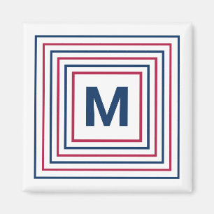 Zeitgenössisches Rotes Weiß und Blau 4. Juli Brief Magnet