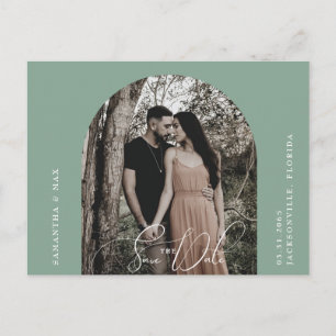 Zeitgenössisches Sage Arch Foto Save the Date schw Postkarte