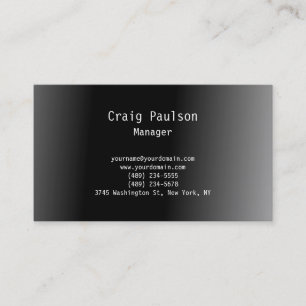 Zeitgenössisches Schlichtes Schwarzes Grau Visitenkarte