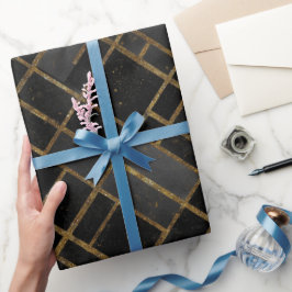 Zeitgenössisches Schwarz-Gold-Geometrisches-Abstra Geschenkpapier