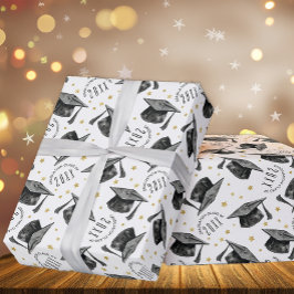 Zeitgenössisches Schwarz-Weiß-Abschluss-Umschlagpa Geschenkpapier