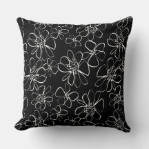 Zeitgenössisches Schwarz-Weiß-Blumen-Sofa-Kissen