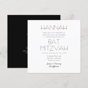 Zeitgenössisches Schwarz-weißes BAT MITZVAH Classi Einladung