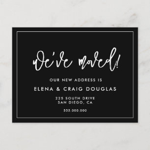 Zeitgenössisches Schwarz Wir haben neue Adresse ve Postkarte
