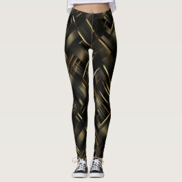 Zeitgenössisches Schwarzes Gold Geometrisches Abst Leggings