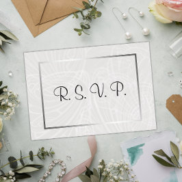 Zeitgenössisches Silber- und Grau-Damast-Hochzeits RSVP Karte