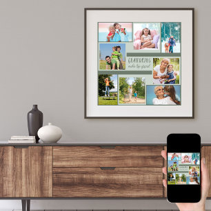 Zeitgenössisches Square Foto Collage für Großelter Poster