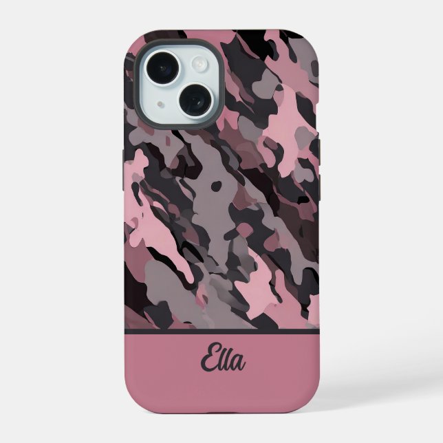 Zeitgenössisches Tarnmuster  iPhone 15 Hülle (Rückseite)
