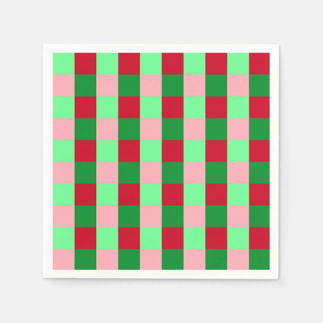 Zeitgenössisches Weihnachten Schachbrettmuster  Serviette (Vorderseite)