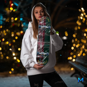 Zeitgenössisches Weihnachts-Karo-Skateboard-Deck Skateboard