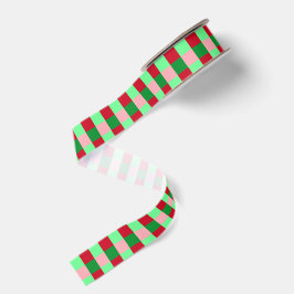Zeitgenössisches Weihnachts-Schachbrettmuster  Ripsband