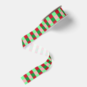 Zeitgenössisches Weihnachts-Schachbrettmuster Ripsband