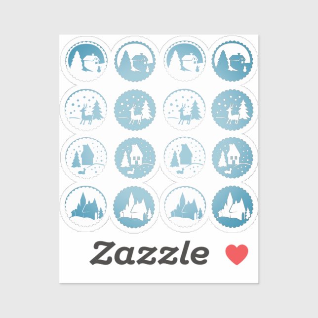 Zeitgenössisches Weihnachtswinterfest Set Smoky Bl Aufkleber (Blatt)