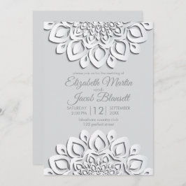 Zeitgenössisches Weißbuch für Mandala Hochzeit Einladung