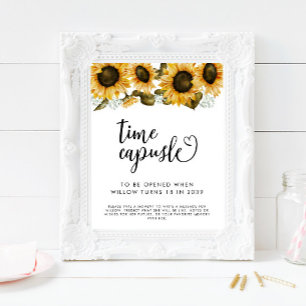 Zeitkapselunterschrift Birthday Party Sunflower Poster