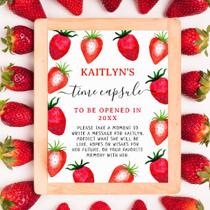 Zeitkapselunterschrift Strawberry Birthday Party Poster