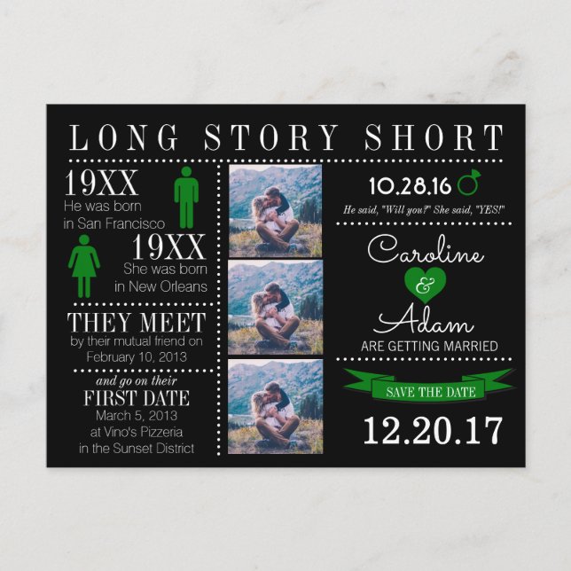 Zeitlicher Save the Date Postkarte (Vorderseite)