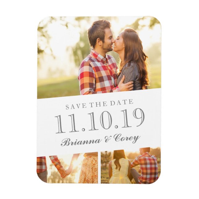 Zeitlos 3-Foto Save the Date Magnet (Vertikal)