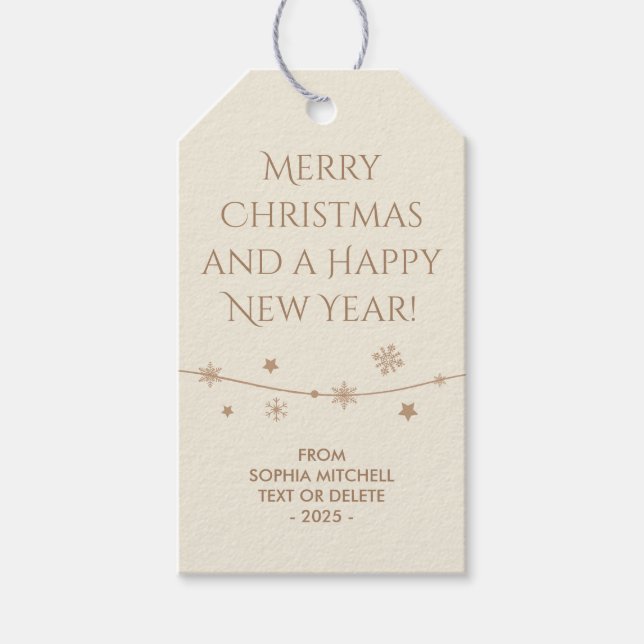 Zeitlos - Antikes Weiß - Geschenketiketten mit Sch Geschenkanhänger (Vorderseite)