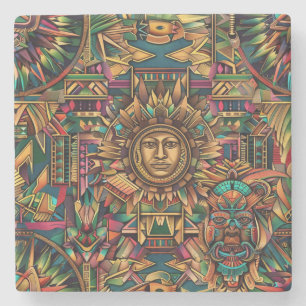 Zeitlos blau "Lebhaftes historisches Emblem" Marmo Steinuntersetzer