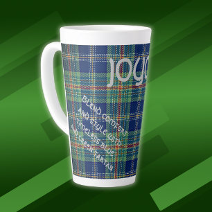 Zeitlos blau und grün Tartan Monogram   Milchtasse