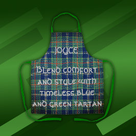 Zeitlos blau und grün Tartan Monogram | Schürze