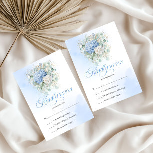 Zeitlos blaue florale goldene Hochzeits-RSVP-Einla RSVP Karte
