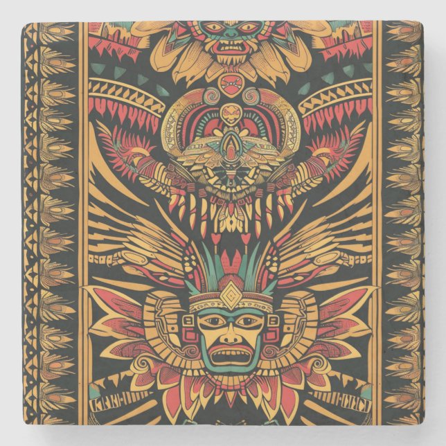 Zeitlos blauer "Aztec Dream" Marmorsteinstein-Unte Steinuntersetzer (Vorderseite)