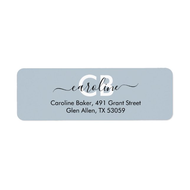 Zeitlos - Blue Mist Monogram Address Label (Vorne)
