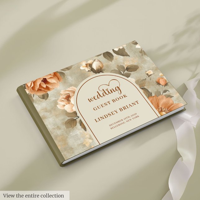 Zeitlos Boho Kupfer Elfenbein Salbei Florale Hochz Gästebuch (Timeless Boho Copper Ivory Sage Floral Wedding Guest Book)