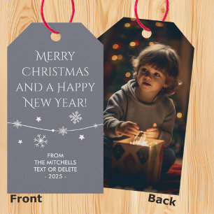 Zeitlos - Coole graue Weihnachtsmarken für Fotos Geschenkanhänger
