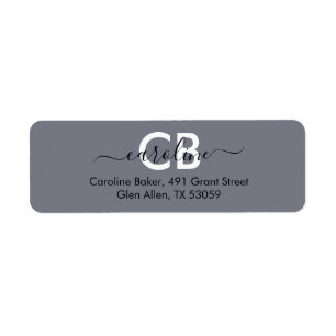 Zeitlos - Cooles graues Monogramm-Adressenlabel