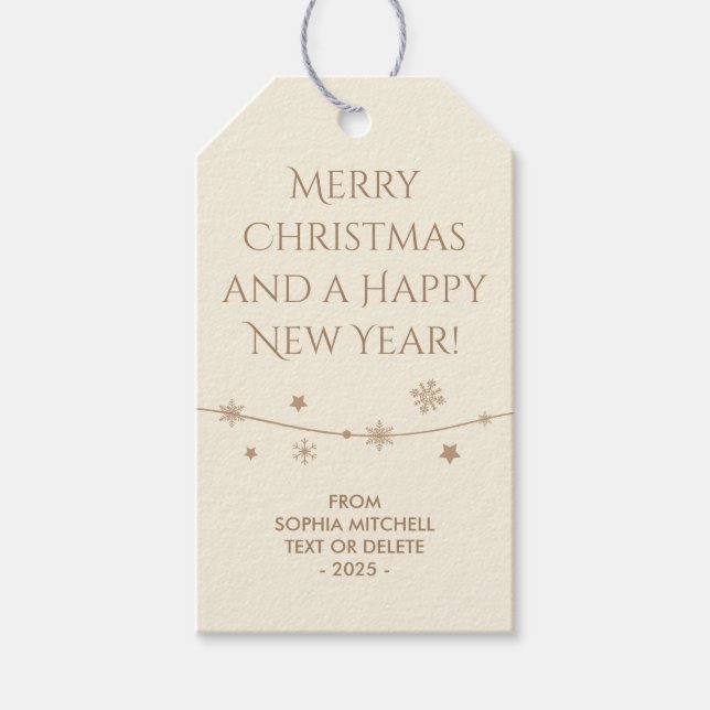 Zeitlos - Cream White - Snowflake Geschenketikette Geschenkanhänger (Vorderseite)