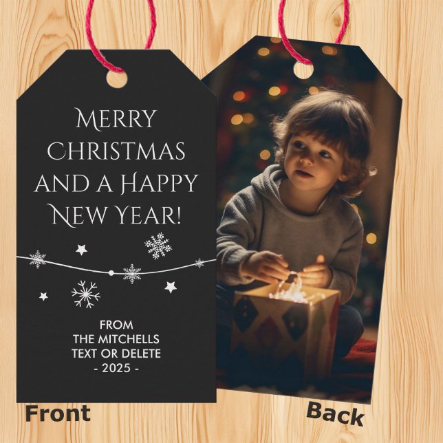 Zeitlos - Dunkles Carbon Black Christmas Foto Geschenkanhänger (Von Creator hochgeladen)