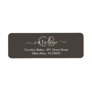 Zeitlos - Earthy Brown Monogram Address Label
