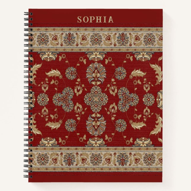 Zeitlos Elegance Red Beige Klassischer Fabrikname Notizbuch (Vorderseite)