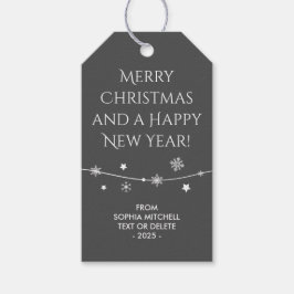 Zeitlos - Elegantes Grau - Schneeflocken-Geschenke Geschenkanhänger