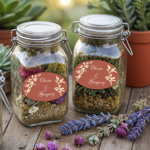 Zeitlos floral rustikal ovaler aufkleber