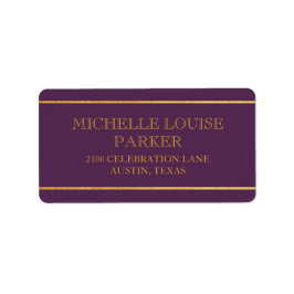 Zeitlos Gold Lila Personalisiert Adressaufkleber