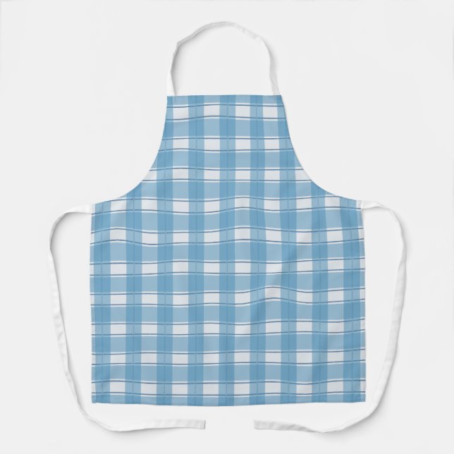 Zeitlos Kariert Soft Blue Schürze (Vorderseite)