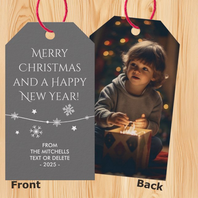 Zeitlos - Kohle Grau Weihnachts Foto Geschenktaste Geschenkanhänger (Von Creator hochgeladen)