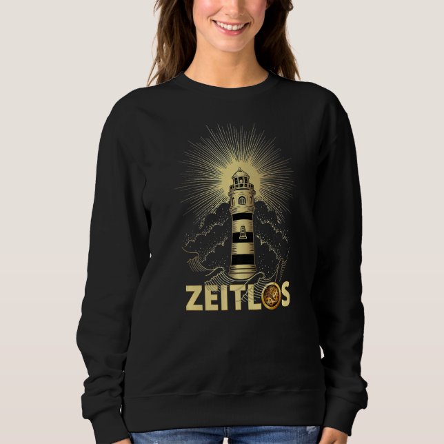 Zeitlos Leuchtturm Sun Wolken & Waves Sweatshirt (Vorderseite)