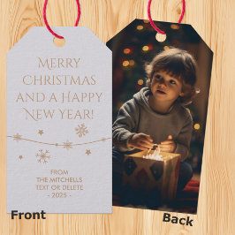 Zeitlos - Moonlit Gray Christmas Foto Gift Tags Geschenkanhänger