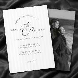 Zeitlos schwarze weiße Foto-Hochzeitseinladung Einladung